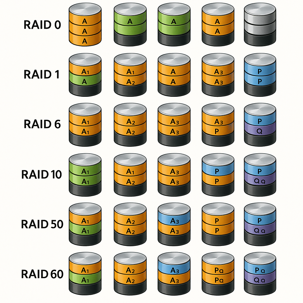 مقایسه انواع RAID (از RAID 0 تا RAID 60) و بهترین معاری برای ذخیره‌سازی ...
